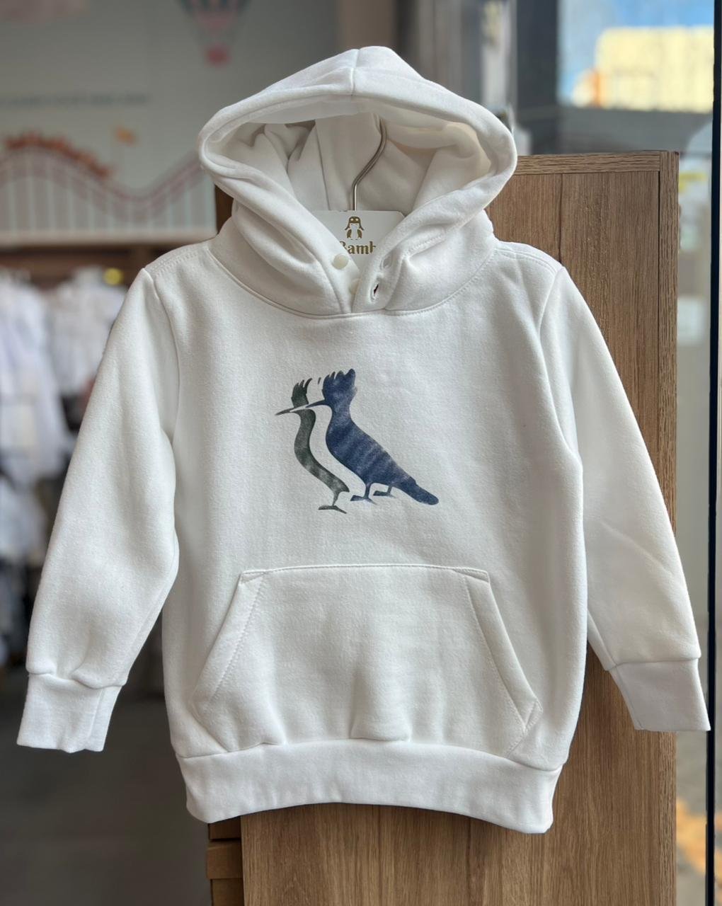 BLUSÃO MANGA LONGA CAPUZ BOTÕES PICA PAU TRIPLO MENINO RESERVA MINI - BRANCO