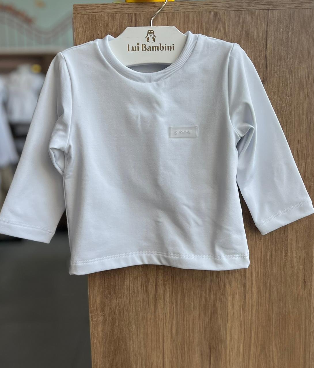 CAMISETA MANGA LONGA TÉRMICA BÁSICA LISA UNISSEX GROW UP - BRANCO