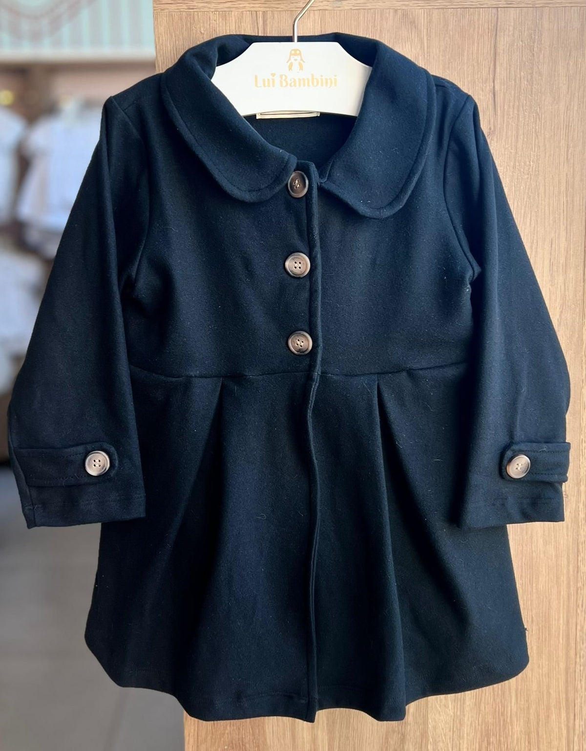 CASACO SOBRETUDO PLUSH AVELUDADO MANGA LONGA BOTÕES MENINA GROW UP - PRETO