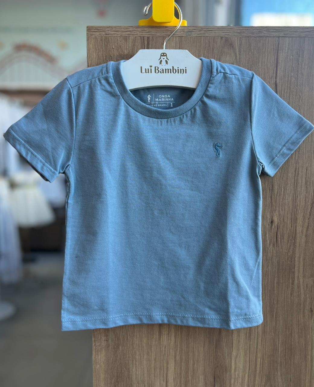 CAMISETA MANGA CURTA BÁSICA LISA CAVALO MARINHO ONDA MARINHA - AZUL CLARO