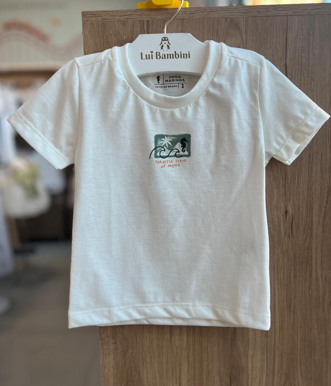 CAMISETA MANGA CURTA MAR ILHA SURF VELLUTATO MENINO ONDA MARINHA - CREME