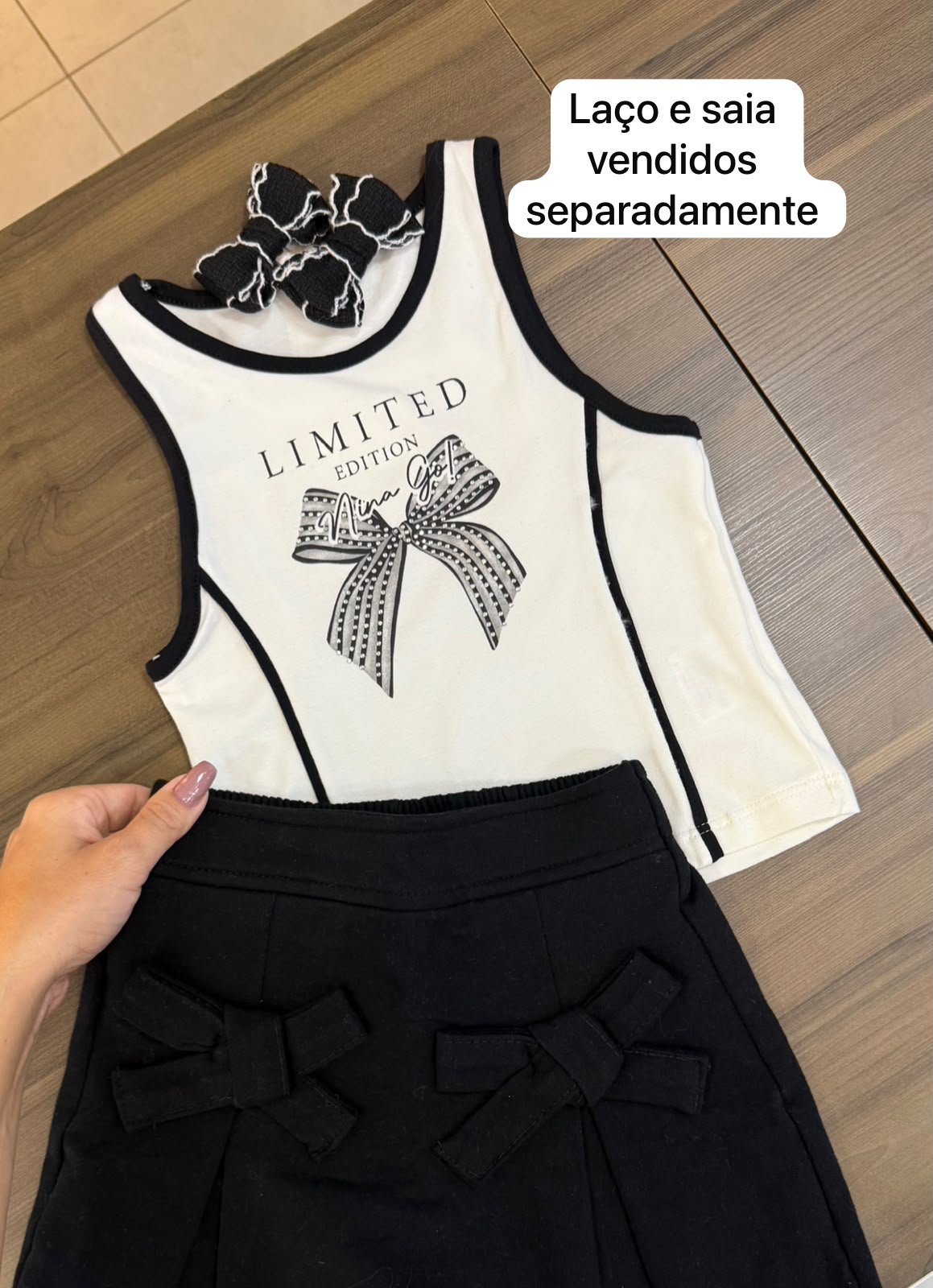 BLUSA REGATA LAÇO STRASS LIMITED MENINA NINA GO - CREME