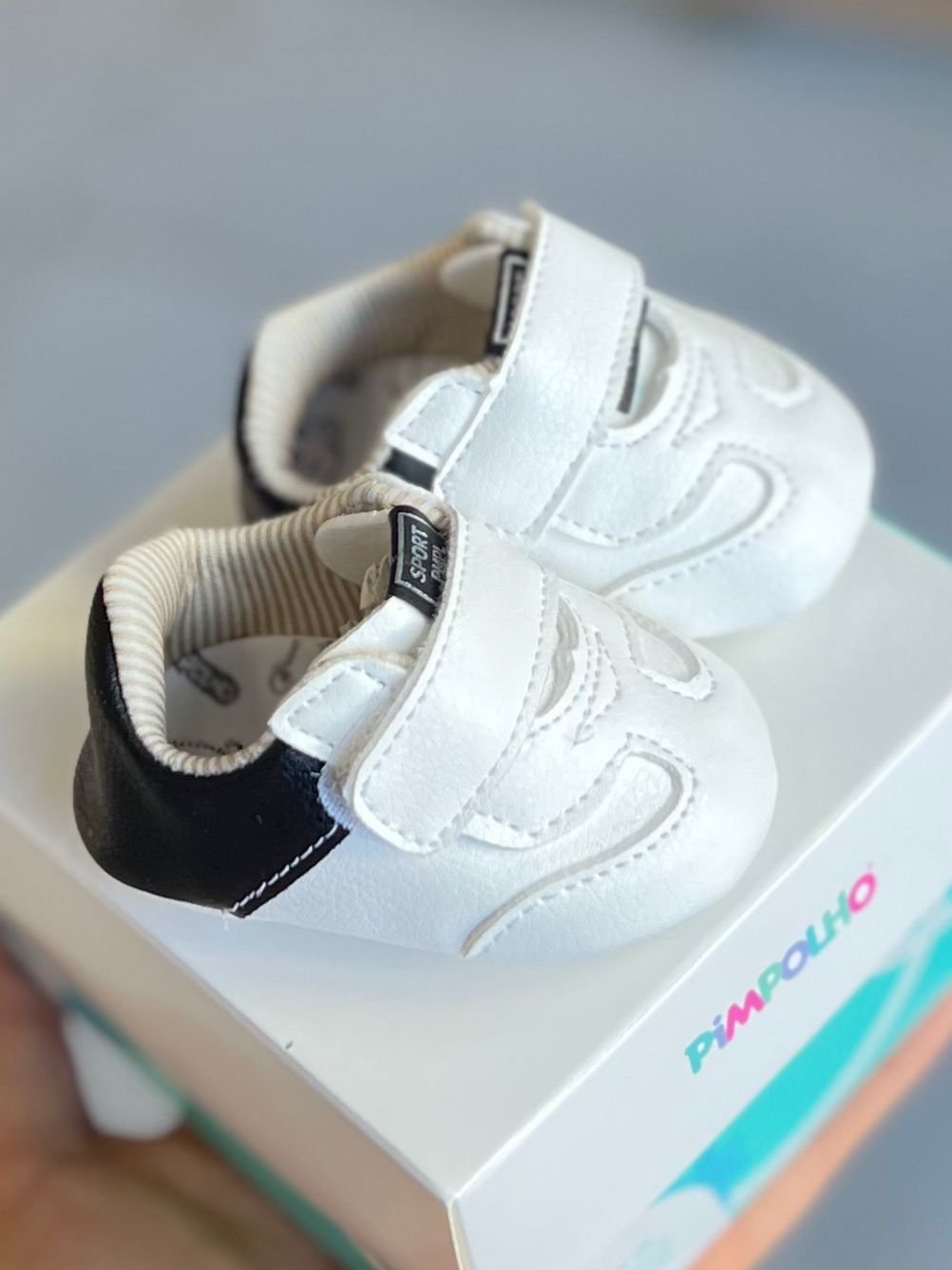 TÊNIS VELCRO NINO BATIZADO MENINO PIMPOLHO - PRETO/BRANCO