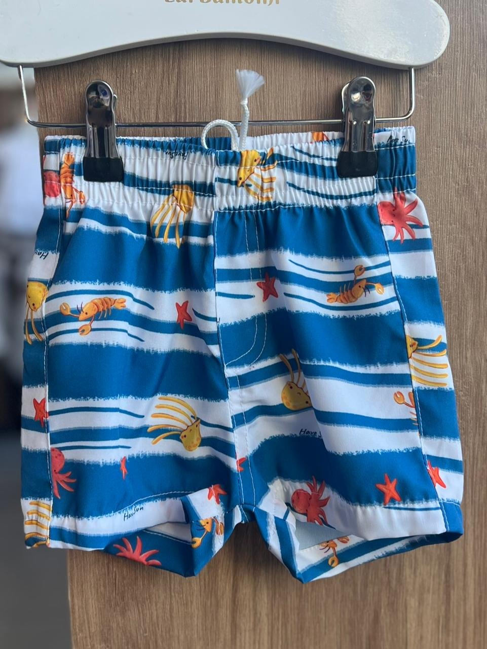 BERMUDA TACTEL COMFORT FUNDO DO MAR ESTRELA POLVO MENINO HAVE FUN - BRANCO/AZUL