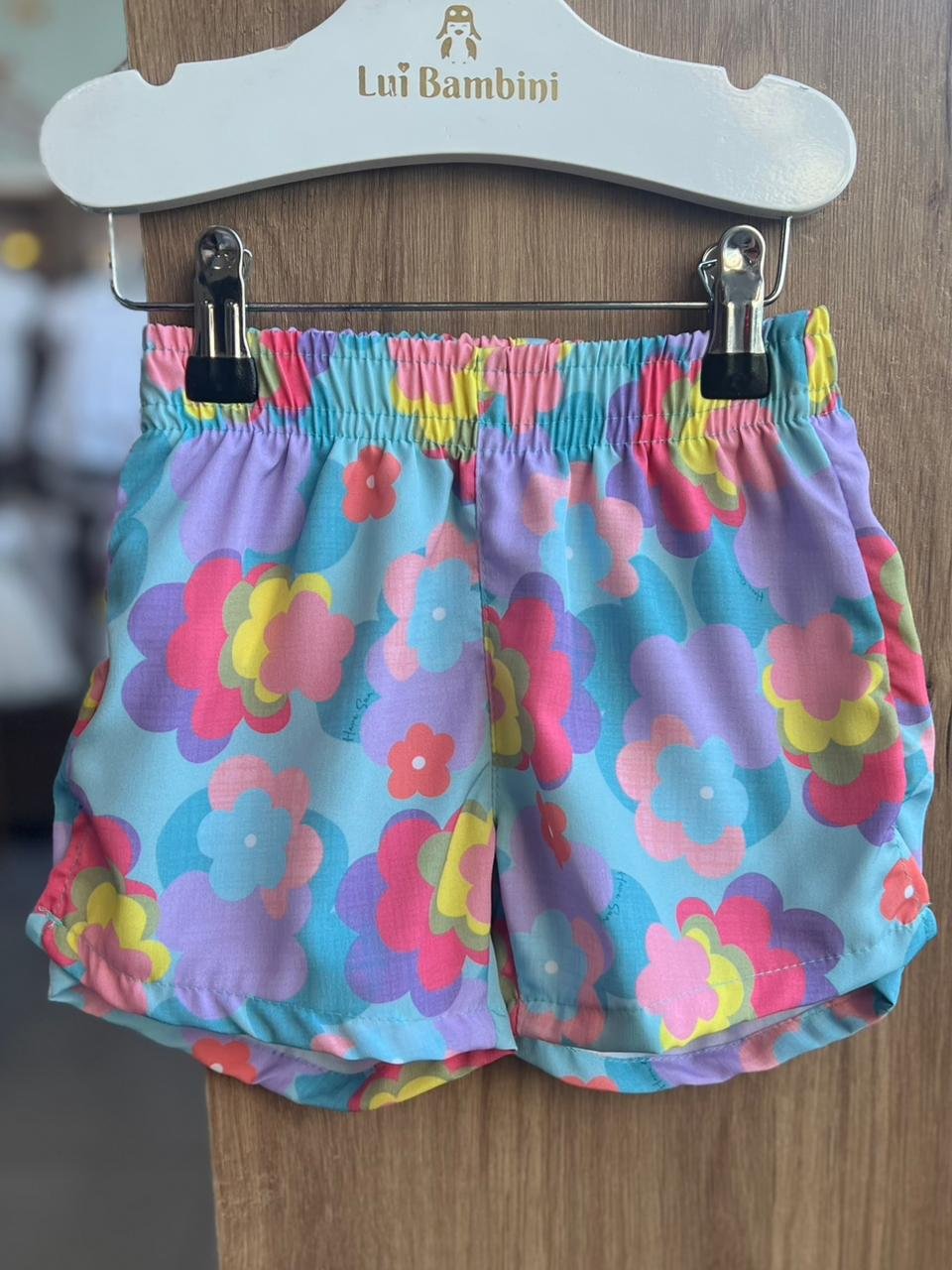 SHORT TACTEL COMFORT FLORES MENINA HAVE FUN - AZUL