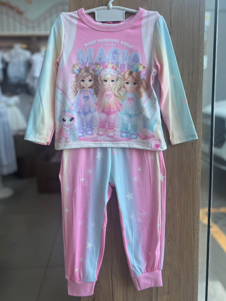 CONJUNTO PIJAMA BLUSA MANGA LONGA MÁGIC E CALÇA MENINA CINTI - ROSA