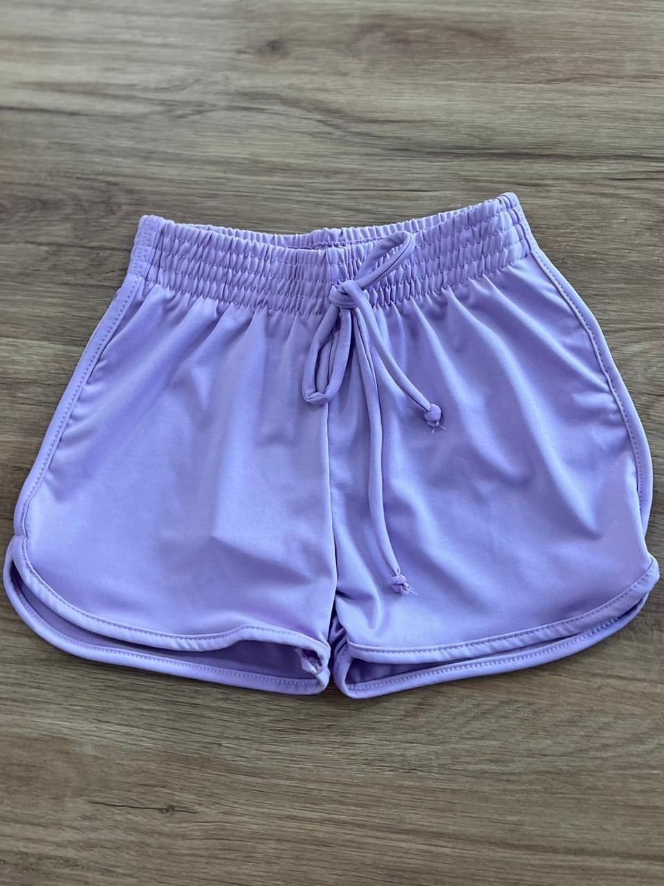 SHORT LISO BÁSICO NYLON CORDÃO ELÁSTICO CÓS MENINA CINTI - LILÁS