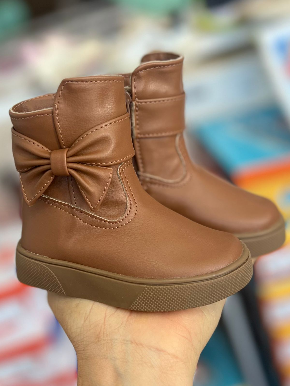 BOTA LAÇO ZÍPER CANO MÉDIO COUNTRY BOIADEIRA MENINA LUI BAMBINI - MARROM