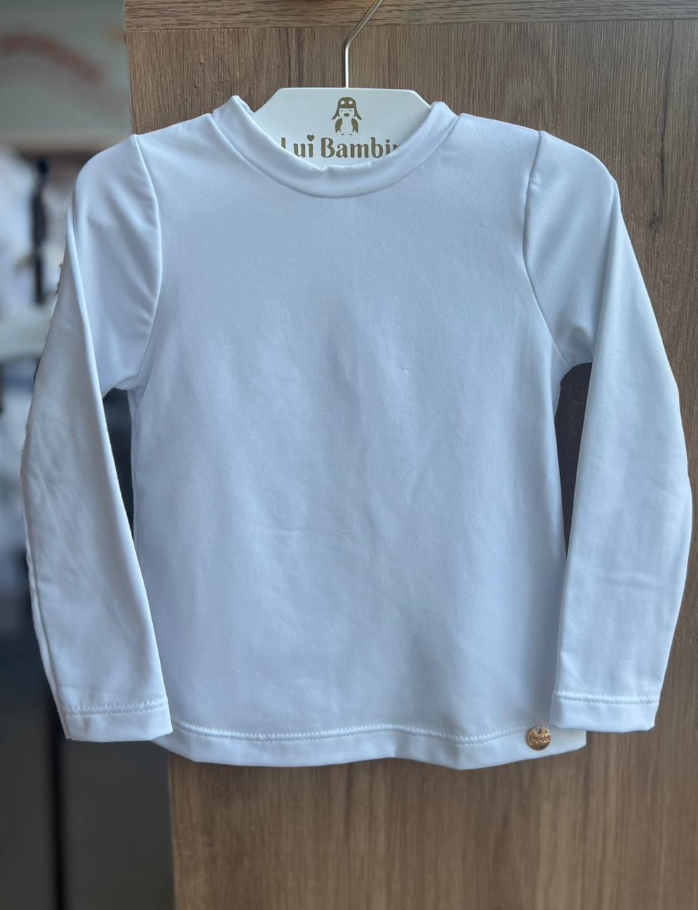 BLUSA MANGA LONGA TÉRMICA LISA BÁSICA MENINA BIMBI - BRANCO