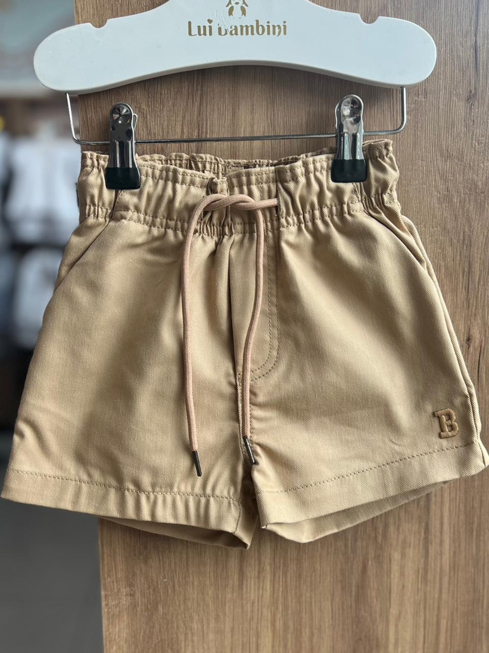 BERMUDA SARJA CADARÇO BOLSO FACA MINIMALISTA B MENINO BIMBI - BEGE