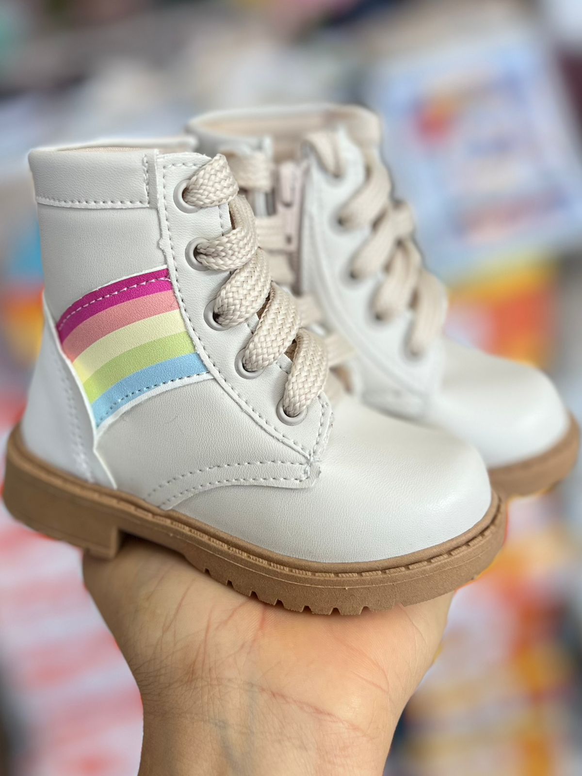 BOTA PLAY CADARÇO ARCO IRIS CANO ALTO BOIADEIRA COWGIRL MENINA UNIPASSO - OFF