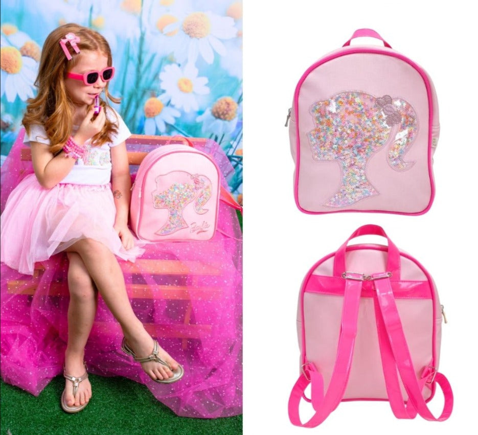 MOCHILA ALÇA AJUSTÁVEL BOLSO ZÍPER BARBIE BORDADA ESTRELINHAS MENINA LUI BAMBINI