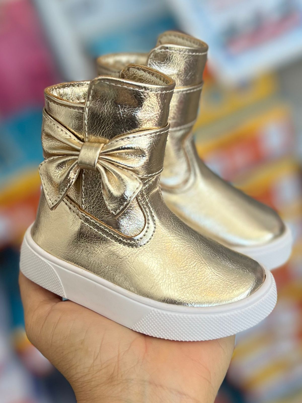 BOTA LAÇO ZÍPER CANO MÉDIO COUNTRY BOIADEIRA MENINA LUI BAMBINI - DOURADO