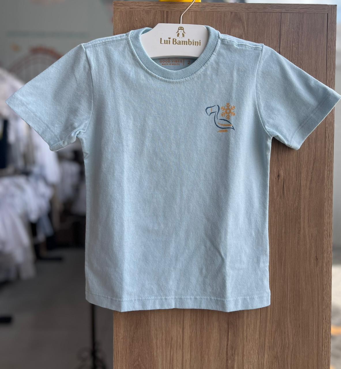CAMISETA MANGA CURTA DODO FLOCO DE NEVE MONTANHA AVENTURA MENINO DUDES - AZUL