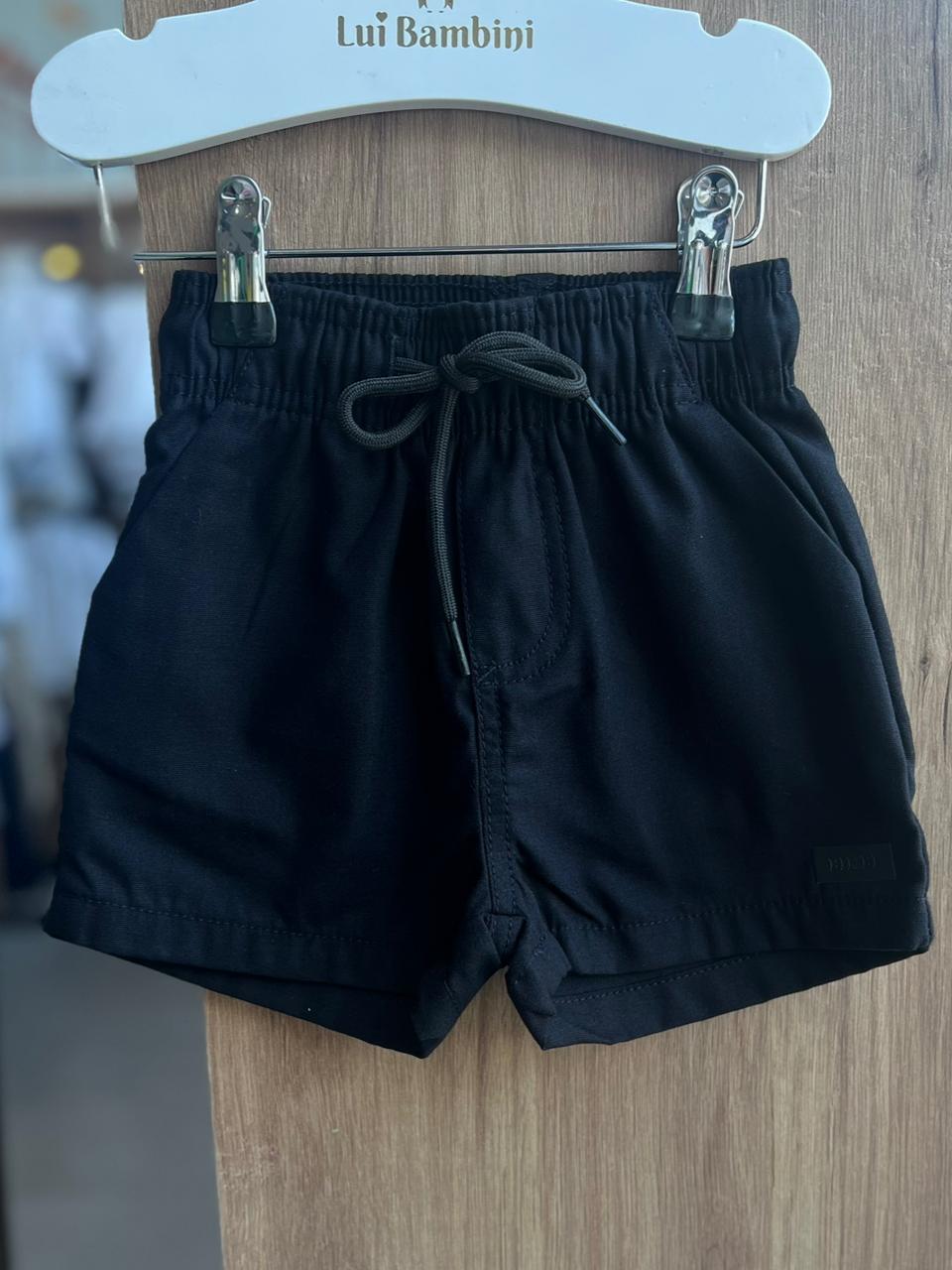 BERMUDA CADARÇO ELÁSTICO CÓS BOLSO FACA MENINA BIMBI - PRETO