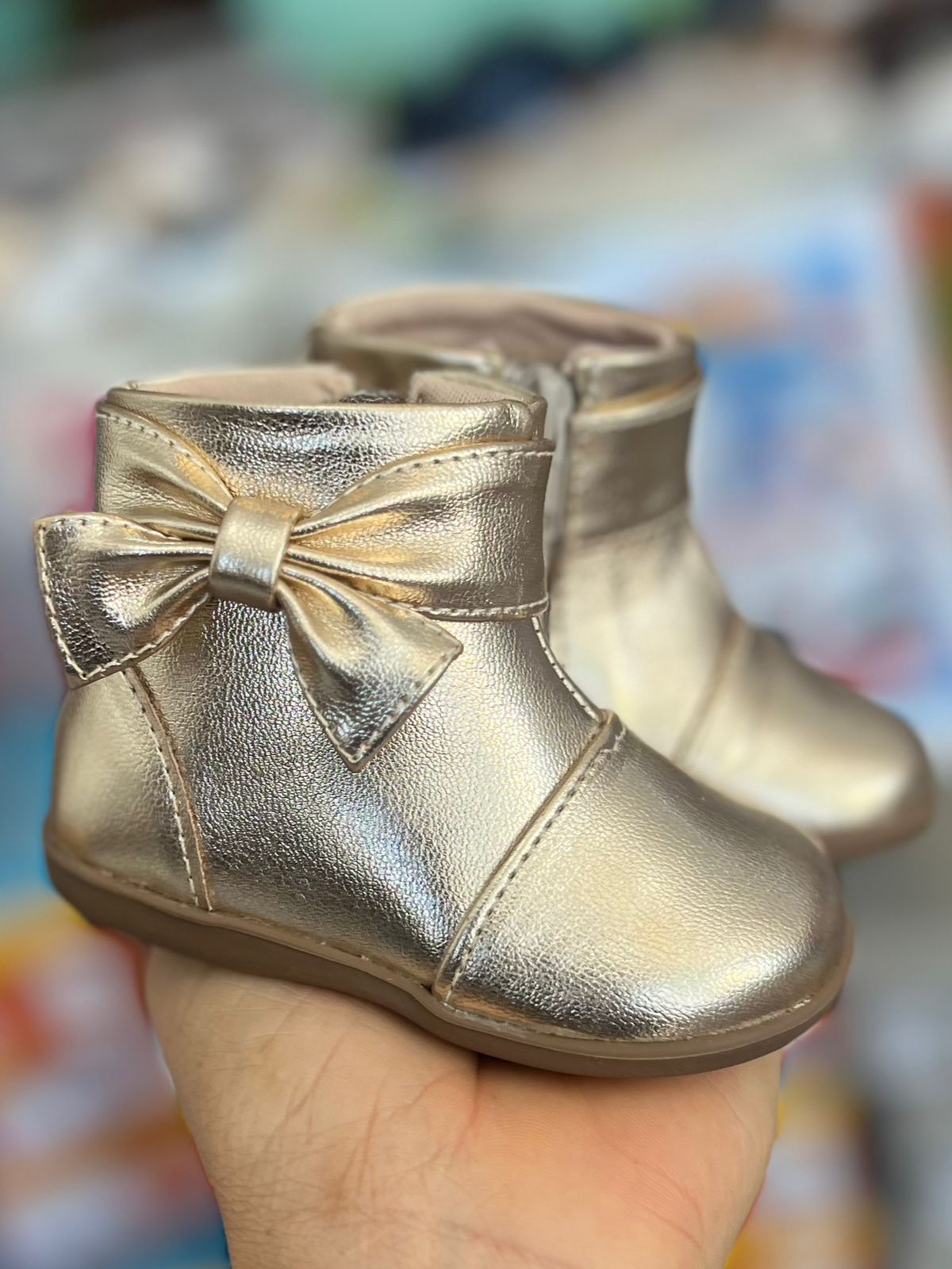 BOTA LAÇO ZÍPER CANO BAIXO COUNTRY BOIADEIRA MENINA LUI BAMBINI - DOURADO