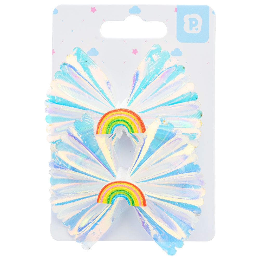 KIT 2 LAÇOS DE CABELO HOLOGRÁFICOS ARCO ÍRIS MENINA PIMPOLHO