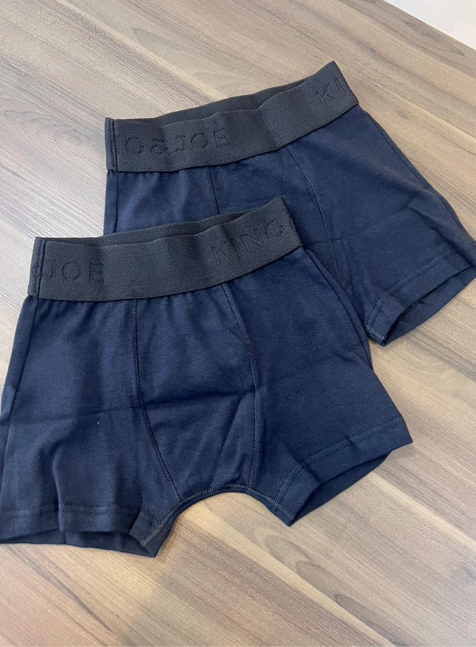 KIT 2 CUECA BOXER BÁSICA LISA MENINO KING&JOE - PRETO