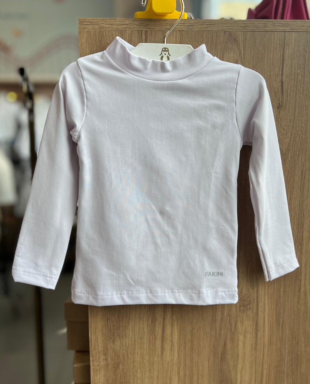 BLUSA TERMICA MANGA LONGA GOLA ALTA UV50+ UNISSEX FAKINI - BRANCO