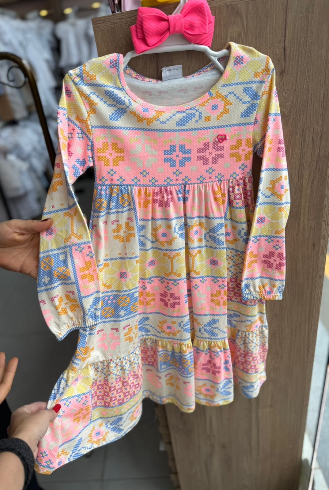VESTIDO MANGA LONGA FLORES MENINA FAKINI - LARANJA