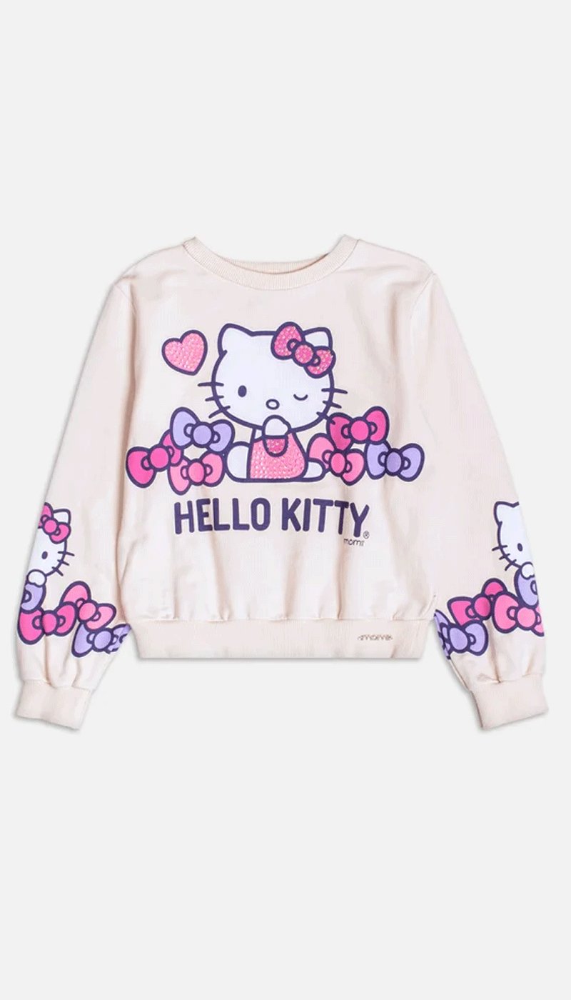 CASACO MANGA LONGA HELLO KITTY MENINA MOMI - BEGE