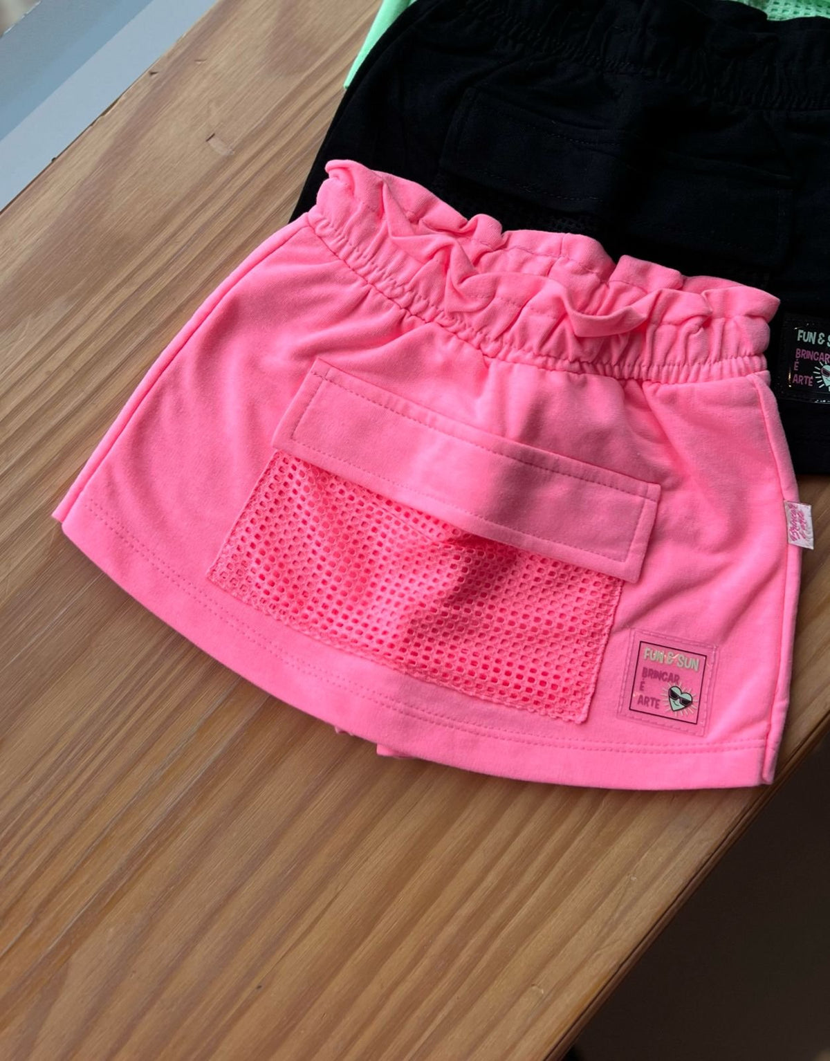 SHORT SAIA COM BOLSO TELADO FUN & SUN MENINA BRINCAR - ROSA