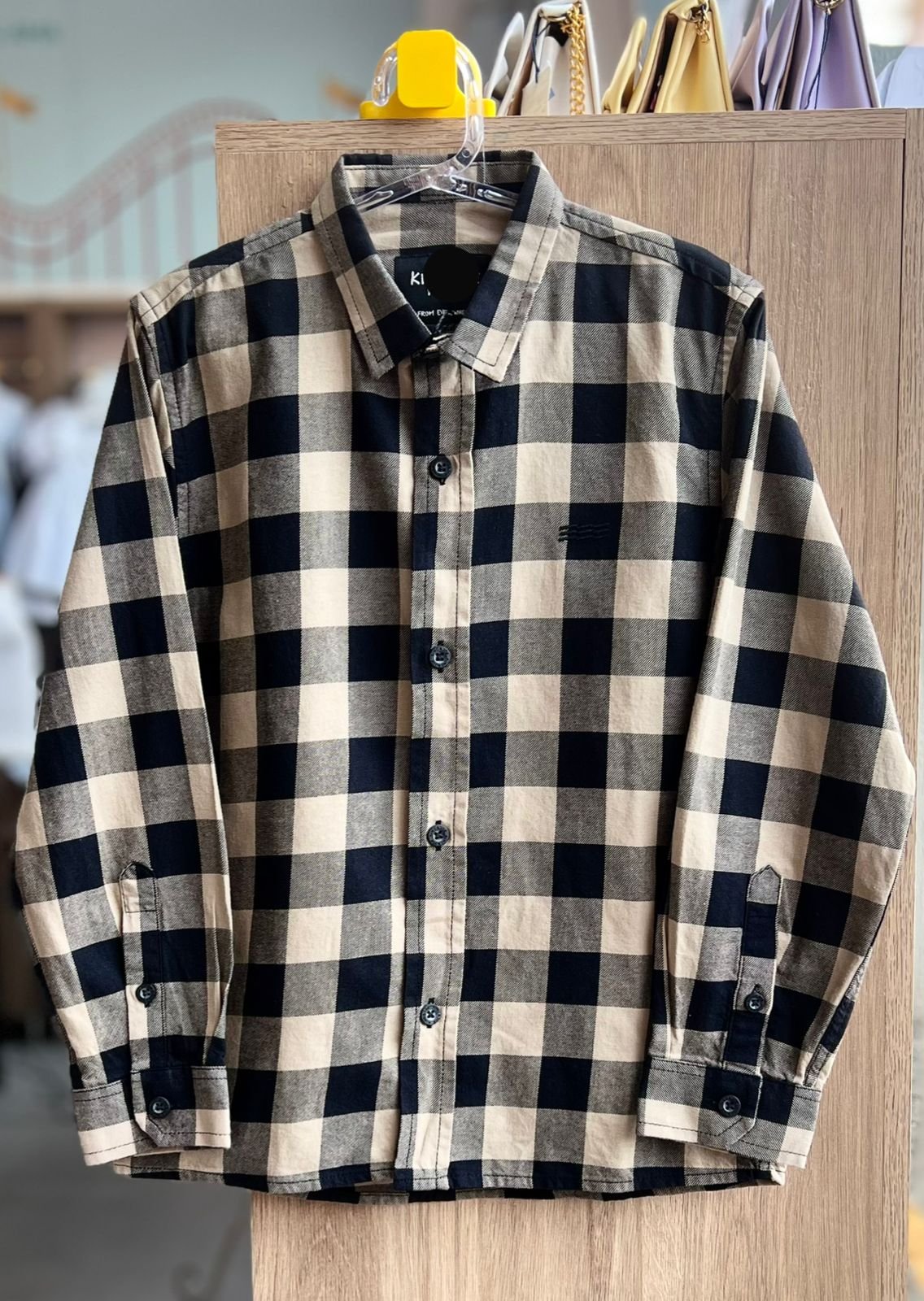 CAMISA MANGA LONGA JUNINA XADREZ CASUAL PLAY SLIM MENINO KING&JOE - CAQUI