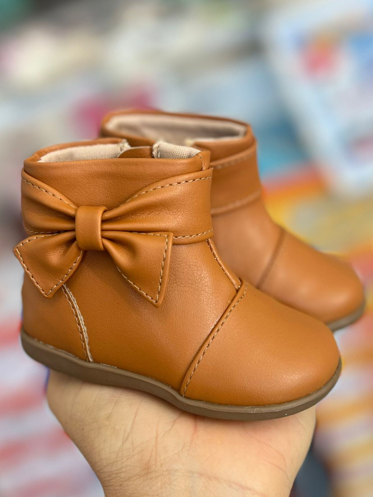 BOTA LAÇO ZÍPER CANO BAIXO COUNTRY BOIADEIRA MENINA LUI BAMBINI - CARAMELO