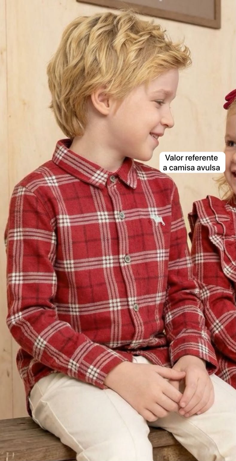 CAMISA MANGA LONGA FLANELA XADREZ MENINO CHARPEY - VERMELHO