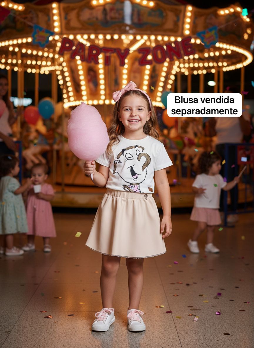 SAIA CIRRE PINGENTE STRASS PEDRA ELÁSTICO CÓS MENINA ANIMÊ - BEGE CLARO