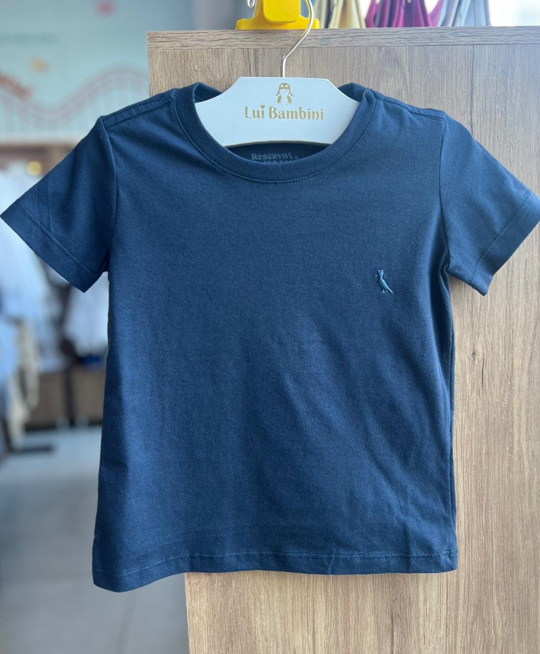 CAMISETA MANGA CURTA BORDADO PICA PAU BÁSICA LISA MENINO RESERVA MINI - MARINHO