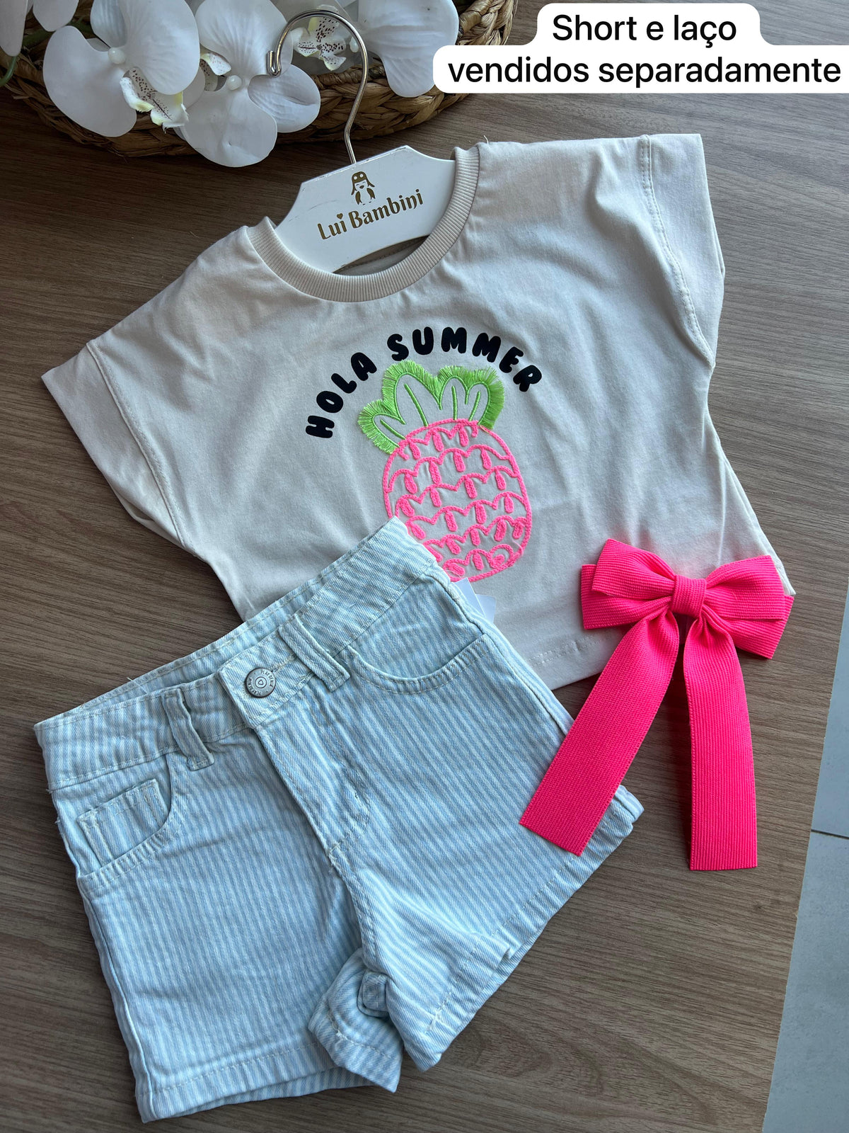 BLUSA MANGA CURTA ABACAXI BORDADO MENINA FAKINI