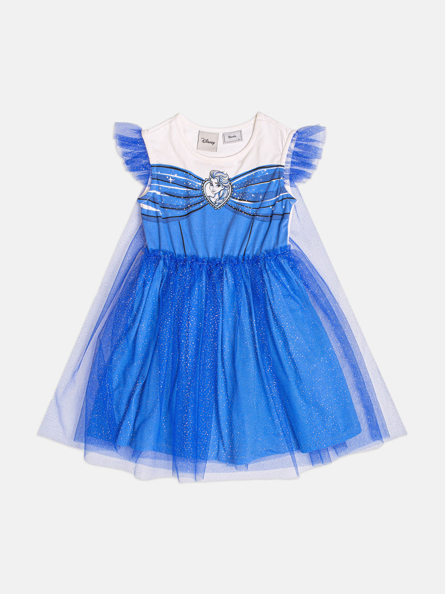 VESTIDO FANTASIA REGATA BABADO TULE GLITTER ELSA FROZEN MENINA BIMBI