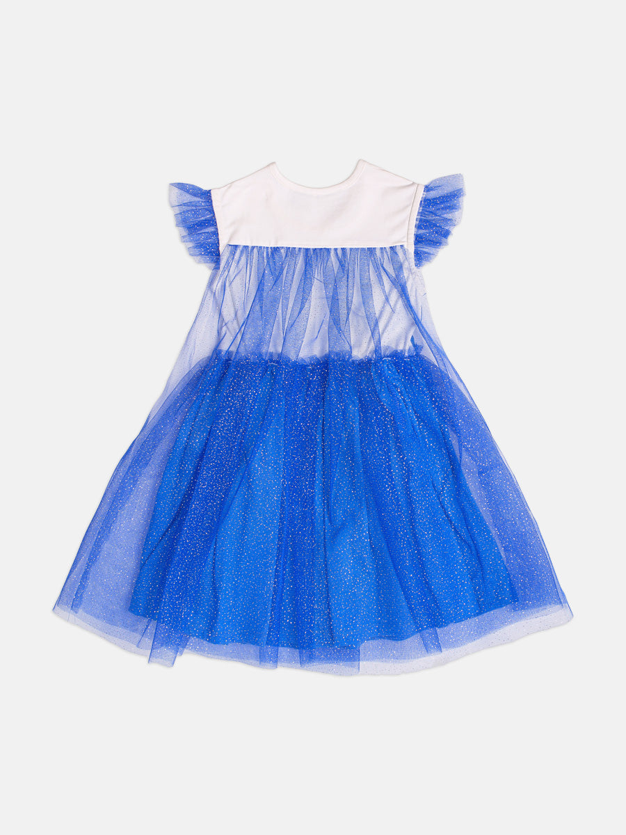 VESTIDO FANTASIA REGATA BABADO TULE GLITTER ELSA FROZEN MENINA BIMBI