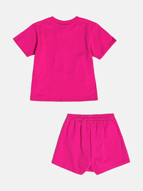 CONJUNTO BLUSA MANGA CURTA CACHORRO ORELHA FIXA E SHORT SAIA MENINA BIMBI