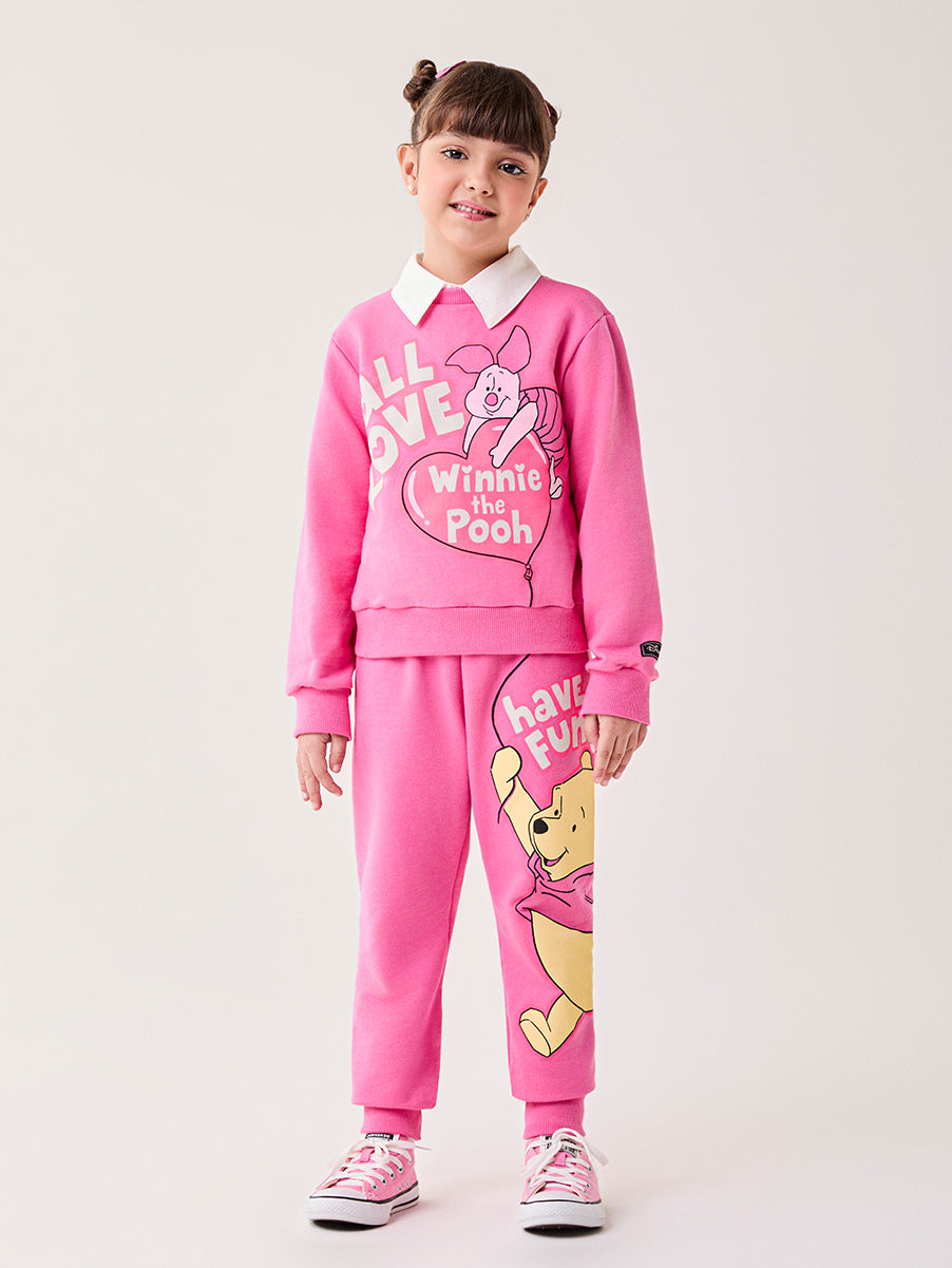 CONJUNTO CASACO MANGA LONGA LEITÃO POOH E CALÇA MENINA BIMBI