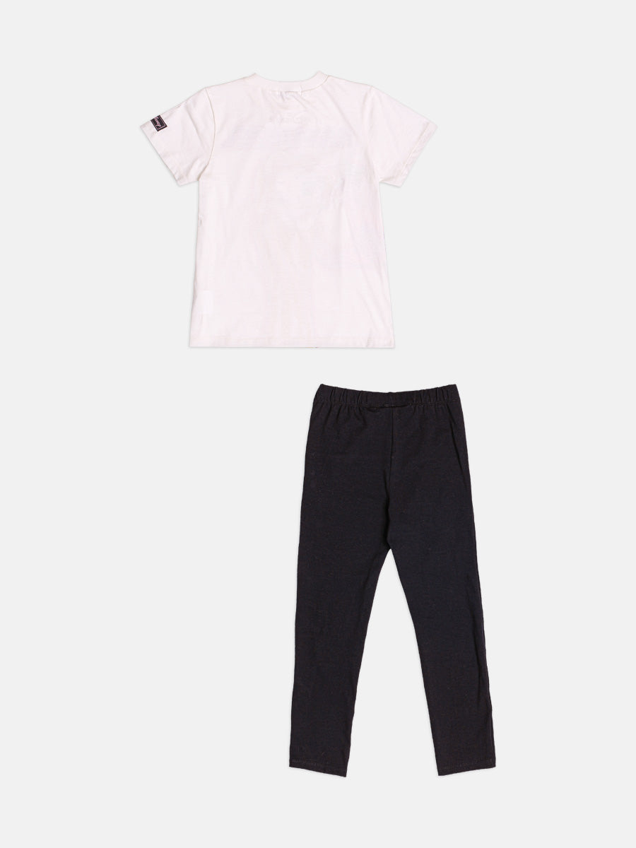 CONJUNTO BLUSA MANGA CURTA BELLE BELA E A FERA E CALÇA MENINA BIMBI
