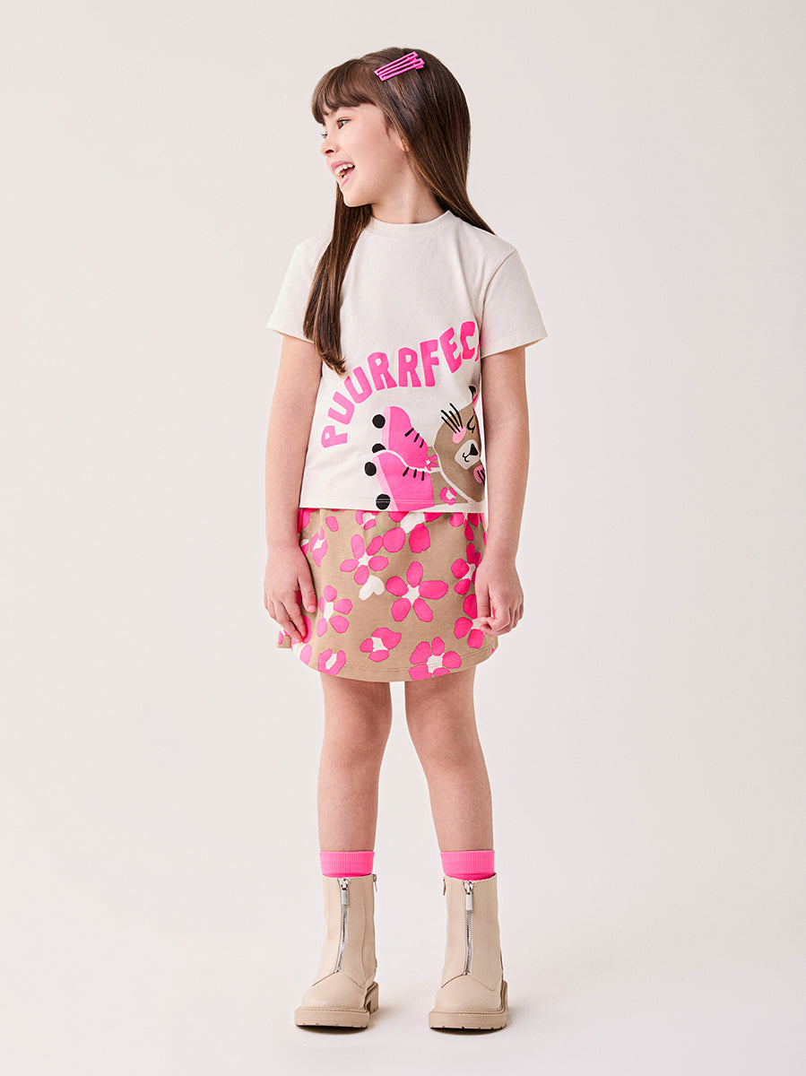 CONJUNTO BLUSA MANGA CURTA PUURFECT BICHINHO PATINS E SHORT MENINA BIMBI