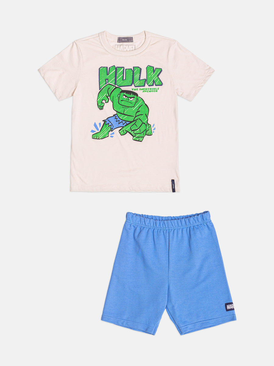 CONJUNTO CAMISETA MANGA CURTA O INCRIVEL HULK HEROI VINGADORES AVENGERS E BERMUDA MENINO BIMBI