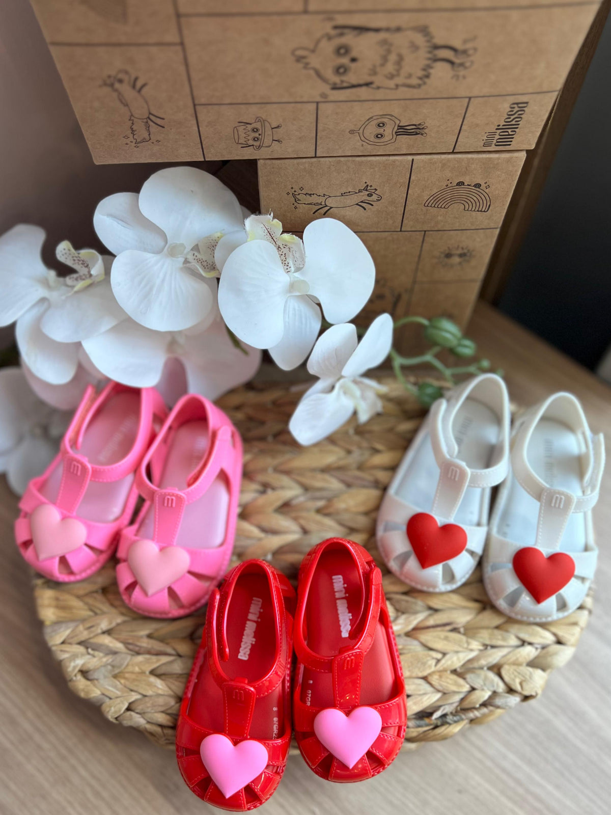 SANDÁLIA FECHO VELCRO HIP HEART BALLERINA CORAÇÃO MENINA MINI MELISSA