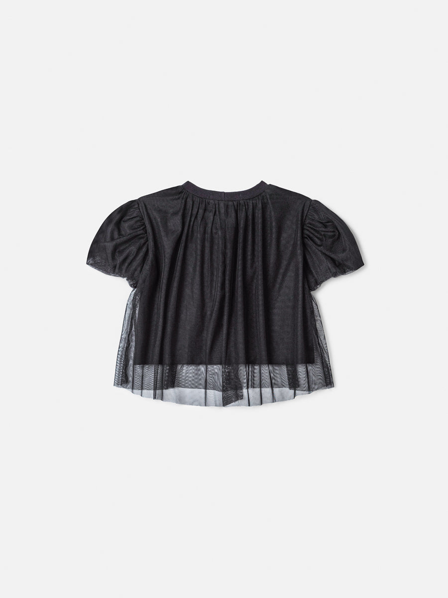 BLUSA MANGA CURTA TULE LAÇOS MENINA ANIMÊ