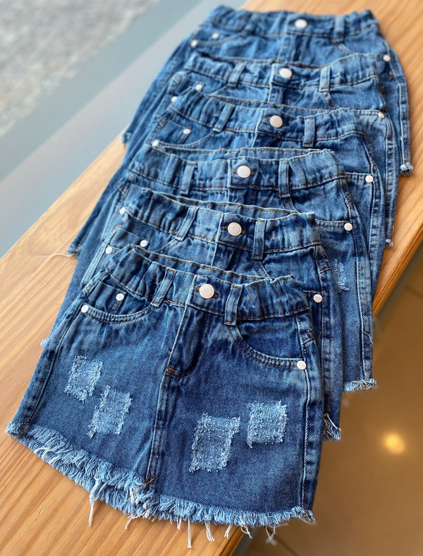 SAIA JEANS ESTONADA COM BARRA DESFIADA BOLSOS E AJUSTE MENINA LUI BAMBINI