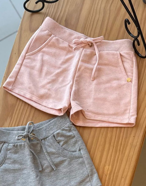 SHORT MOLETINHO COM BOLSO E CORDÃO DECORATIVO MENINA PULLA BULLA
