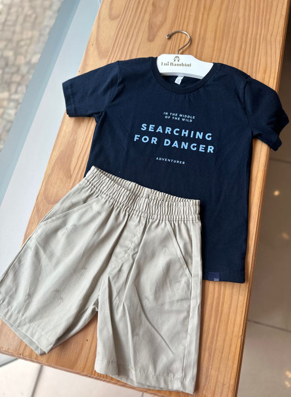 CONJUNTO CAMISETA MANGA CURTA ADVENTURER E BERMUDA COQUEIROS MENINO PULLA BULLA