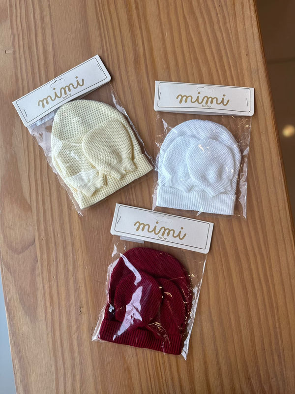 KIT TOUCA E LUVAS EM TRICÔ UNISSEX LUI BAMBINI