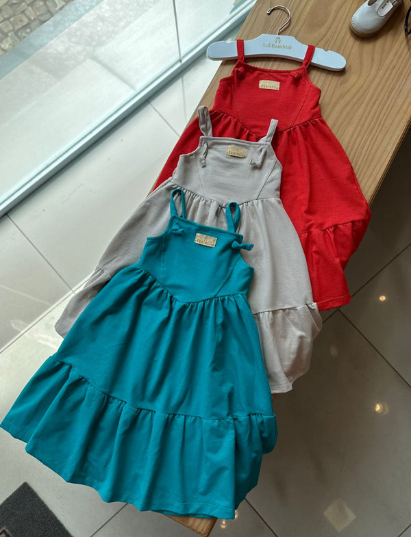 VESTIDO COM ALÇA AJUSTÁVEL EM STRETCH E FLORES MENINA FAKINI