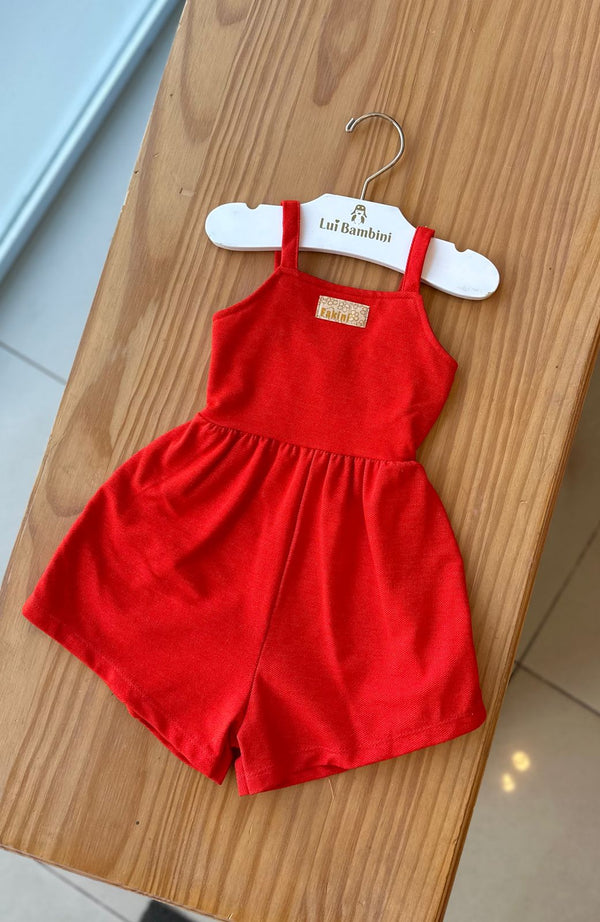 MACACÃO REGATA COM ALÇA EM MALHA STRECH FLORES MENINA FAKINI