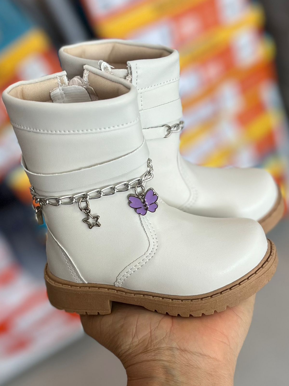 BOTA LOVE CORRENTE PINGENTE CORAÇÃO BORBOLET BOIADEIRA COWGIRL MENINA UNIPASSO - OFF