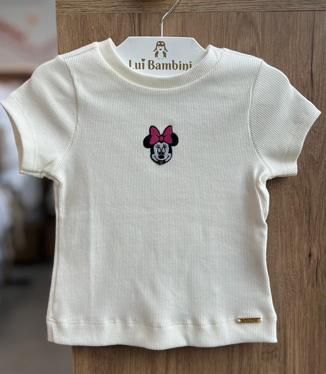 BLUSA MANGA CURTA CANELADA MINNIE MOUSE PATCH MENINA ANIMÊ - OFF