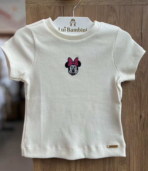 BLUSA MANGA CURTA CANELADA MINNIE MOUSE PATCH MENINA ANIMÊ - OFF